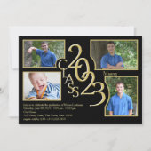 2023 Abschluss-Klasse von Quad Foto Black Einladung (Vorderseite)