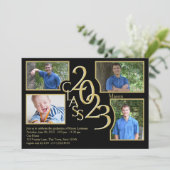 2023 Abschluss-Klasse von Quad Foto Black Einladung (Stehend Vorderseite)