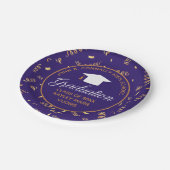 2023 Abschluss Lila Gold Custom Streamers Party Pappteller (Schrägansicht)