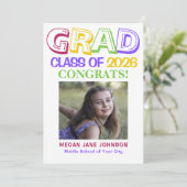 2023 Abschluss Mittelschule buntes Foto Ankündigung (Stehend Vorderseite)