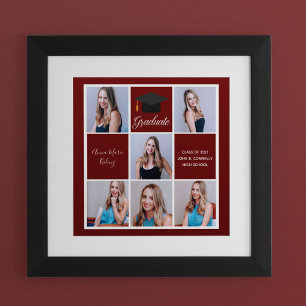 2023 Abschluss Red Senior Portrait Foto Collage Poster