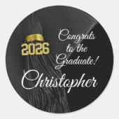 2023 Abschluss Tassel Eleganter Personalisierter N Runder Aufkleber (Vorderseite)