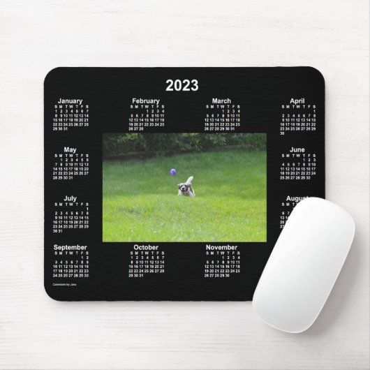 2023 Ball Playing Dog Neon Foto Calendar von Janz Mousepad (Mit Mouse)