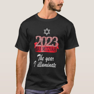 2023 Bar Mitzvah Zitat Feierliches Schwarzes Rotes T-Shirt
