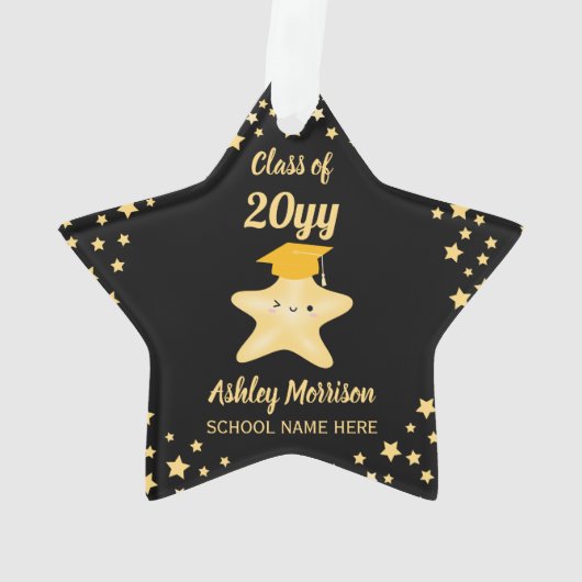 2023 Black and Gold Super Star Abschluss Ornament (Rückseite)