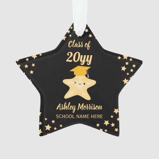 2023 Black and Gold Super Star Abschluss Ornament (Vorderseite)