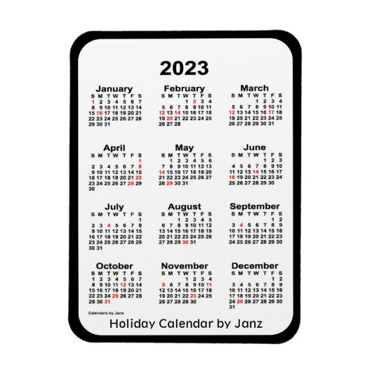 2023 Black Holiday Calendar von Janz Magnet (Vertikal)