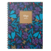 2023 Blumenstrauß moderne blaue Nacht Brauch Notizblock (Vorderseite)