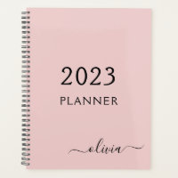 2023 Blush Pink Girly Script Monogram Name Modern