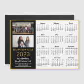 2023 Business 2 Foto Gold Script Calendar Magnet (Vorne/Hinten)