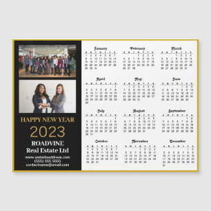 2023 Business 2 Foto Gold Script Calendar Magnet