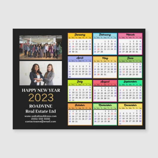 2023 Business 2 Foto Moderner Farbkalender Magnet (Vorderseite)