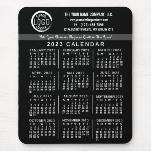 2023 Calendar Black Custom Business Logo Name Easy Mousepad