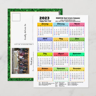 2023 Calendar Black Green Glitzer Corporate Foto Postkarte
