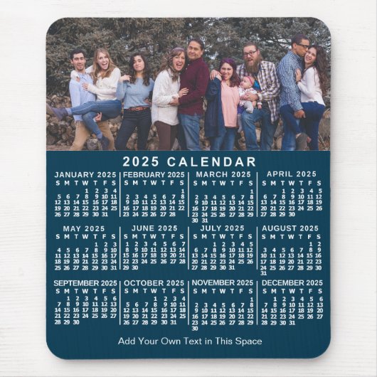 2023 Calendar Blue Personalized Photo Name Bold Mousepad (Vorne)