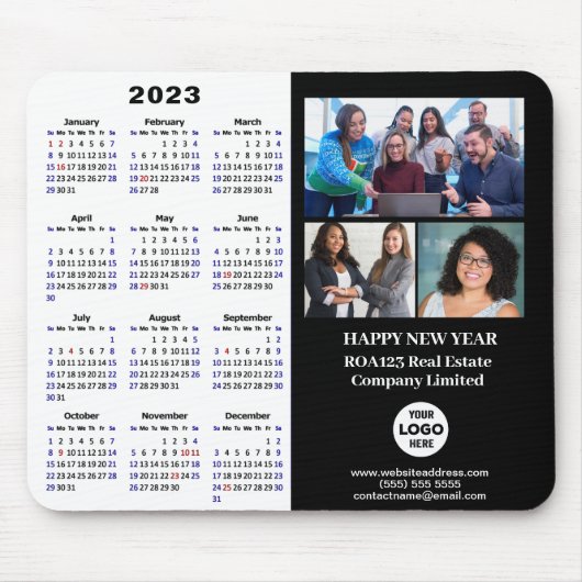 2023 Calendar Business Foto Firmenlogo Benutzerdef Mousepad (Vorne)