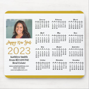 2023 Calendar Business Gold Script Foto Einfach Mousepad