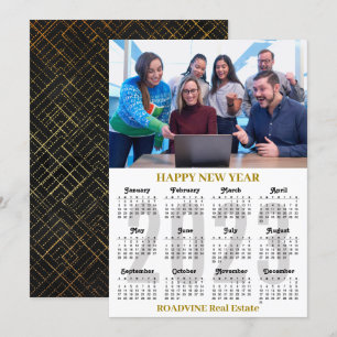 2023 Calendar Business Modernes Gold Schwarze Schr Feiertagskarte