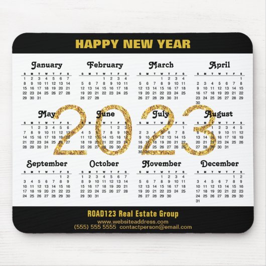 2023 Calendar Business Modernes Gold Script einfac Mousepad (Vorne)