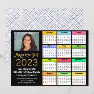 2023 Calendar Business Modernes Gold Script Foto Feiertagskarte