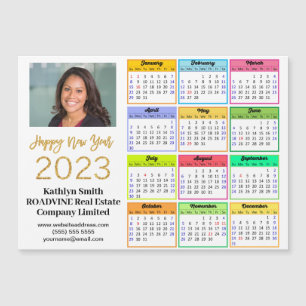 2023 Calendar Business Modernes Script Foto Magnet
