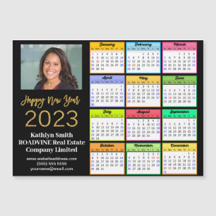 2023 Calendar Business Modernes Script Foto Magnet