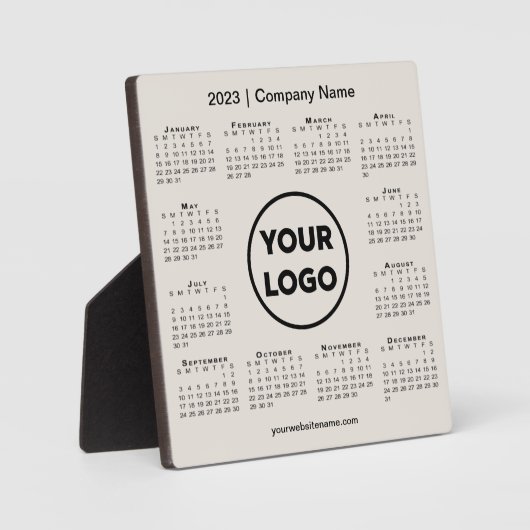 2023 Calendar Company Logo Beige Business Fotoplatte (Vorderseite)