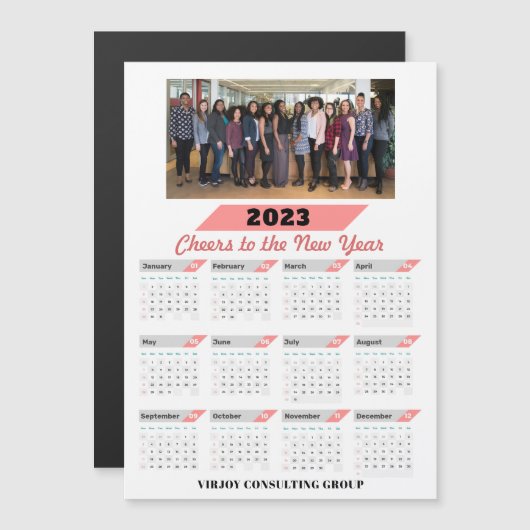 2023 Calendar Corporate Rose Gold Foto Magnet (Vorne/Hinten)