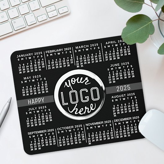 2023 Calendar Custom Business Logo Text Easy Black Mousepad