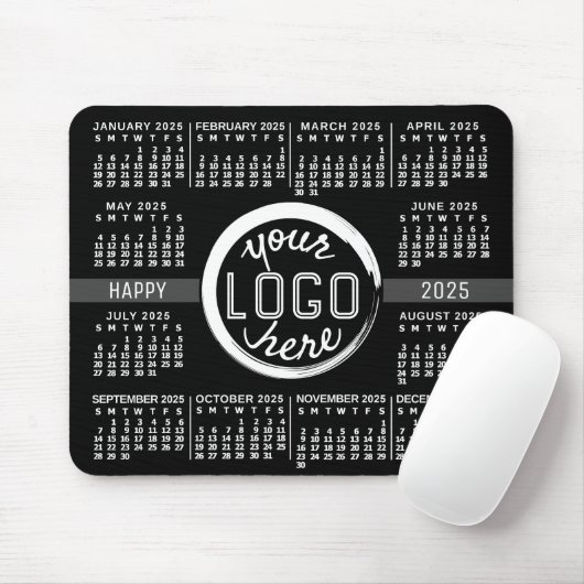 2023 Calendar Custom Business Logo Text Easy Black Mousepad (Mit Mouse)