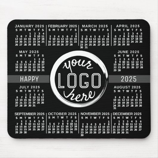 2023 Calendar Custom Business Logo Text Easy Black Mousepad (Vorne)