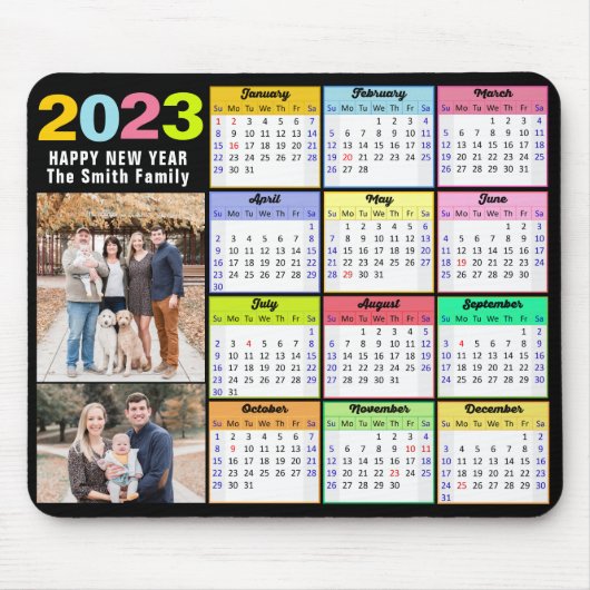 2023 Calendar Custom Family 2 Foto Modern Mousepad (Vorne)
