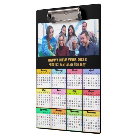 2023 Calendar Gold Script Business Foto Custom Klemmbrett (Links)
