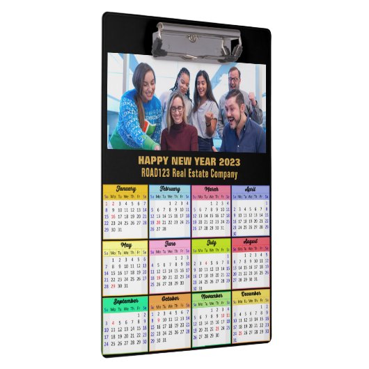2023 Calendar Gold Script Business Foto Custom Klemmbrett (Rechts)