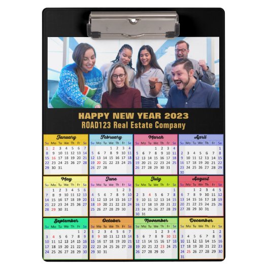 2023 Calendar Gold Script Business Foto Custom Klemmbrett (Vorderseite)