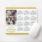 2023 Calendar Gold Script Einfache Familie Foto Mo Mousepad (Mit Mouse)