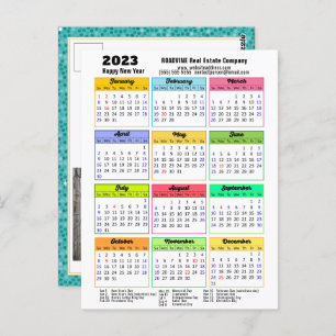 2023 Calendar Green Glitzer Modernes Business Foto Postkarte