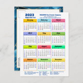 2023 Calendar Modern Geometric Blue Business Postkarte (Vorne/Hinten)