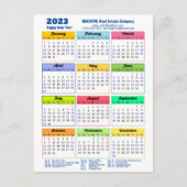 2023 Calendar Modern Geometric Blue Business Postkarte (Vorderseite)