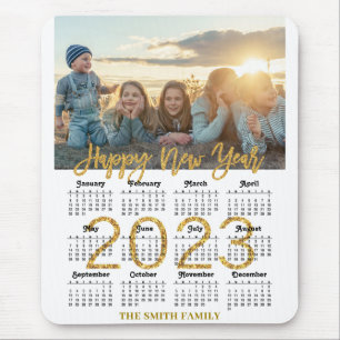 2023 Calendar Modernes Gold Glitzer Script Foto Mousepad