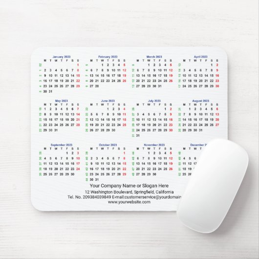2023 Calendar MONDAY START - ISO Week Mouse Pad Mousepad (Mit Mouse)