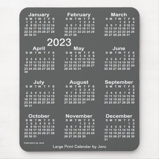 2023 Charcoal Large Print Calendar by Janz Mousepad (Vorne)