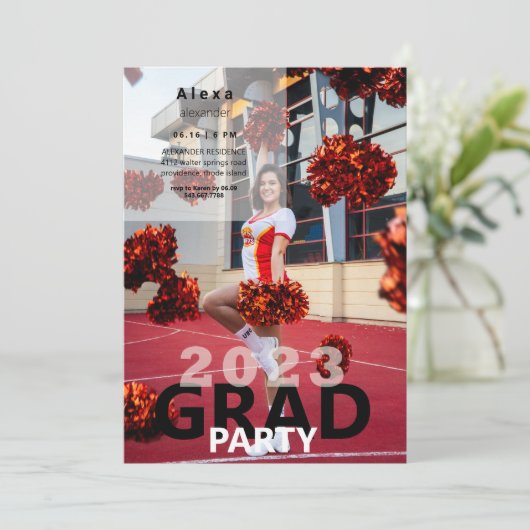 2023 Cheerleader Foto Graduation Party Einladung (Stehend Vorderseite)