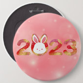 2023, Chinesisches Neujahr, Kaninchen Button (Vorne & Hinten)