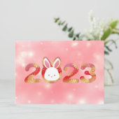 2023, Chinesisches Neujahr, Kaninchen Einladung (Stehend Vorderseite)