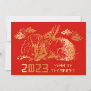 2023 Chinesisches Neujahr Kaninchen Feiertagskarte