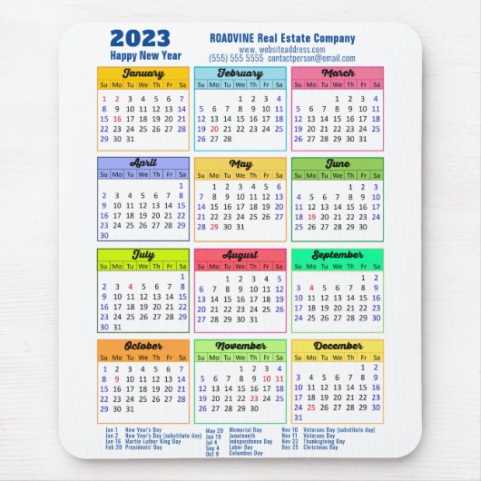 2023 Colorful Calendar Mousepad (Vorne)