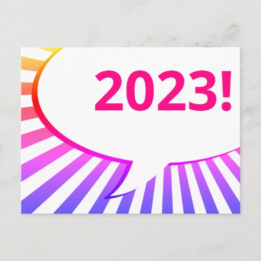 2023 Comic-Blase auf der Postkarte (Vorderseite)