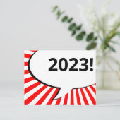 2023 Comic-Blase auf der Postkarte (Stehend Vorderseite)