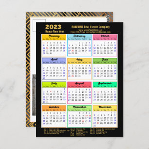 2023 Corporate Black Gold Modernes Calendar Foto Postkarte